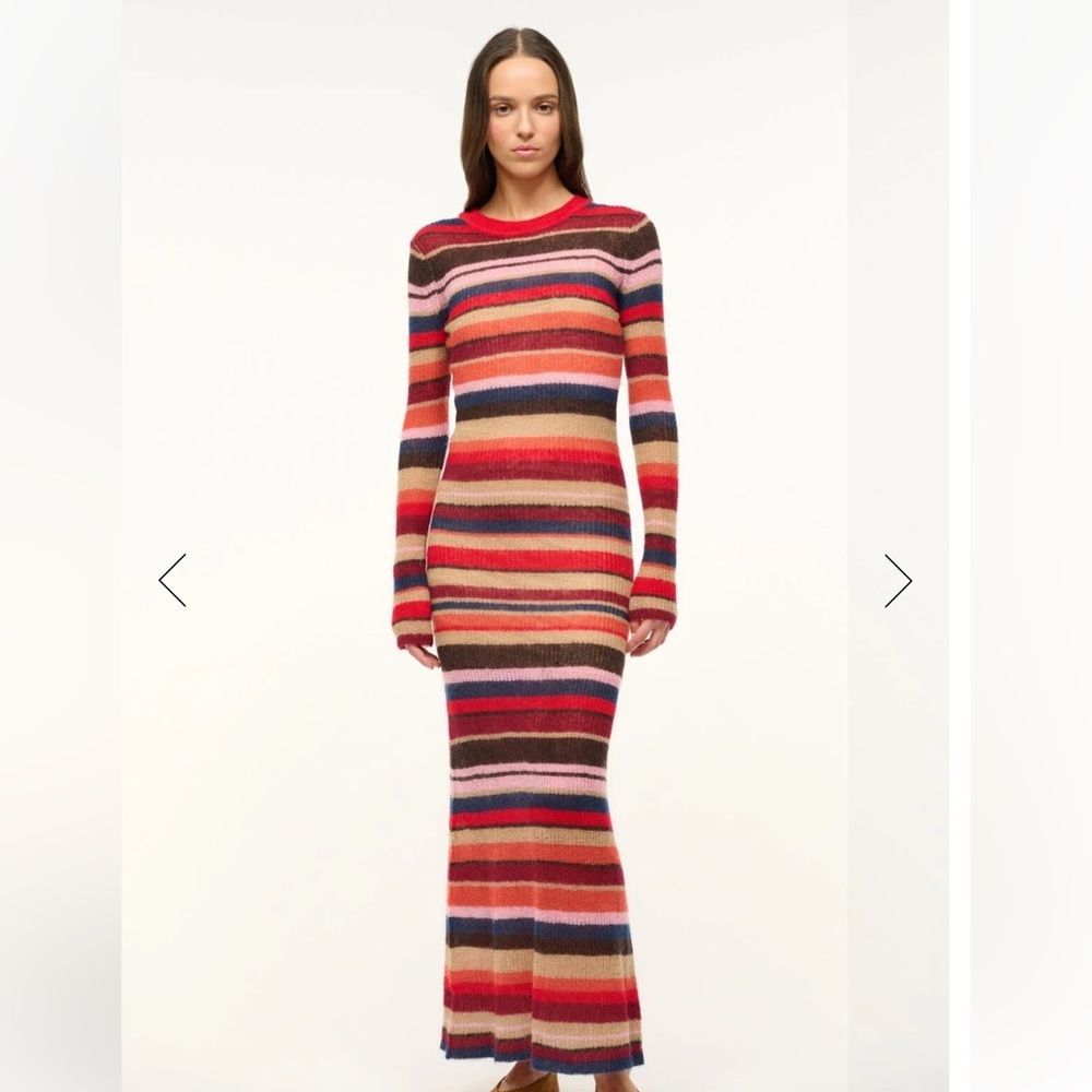 NWT STAUD EIZA DRESS AUTUMNAL FADED STRIPE size small